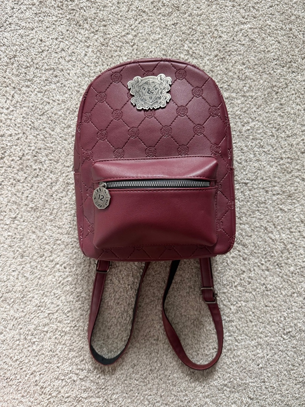 Dungeons & Dragons D&D Burgundy Quilted Mini Backpack Bioworld